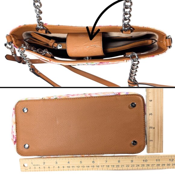 Dana Buchman White Floral PVC Faux Leather Julia 2-Way Tote Crossbody - Picture 5 of 12